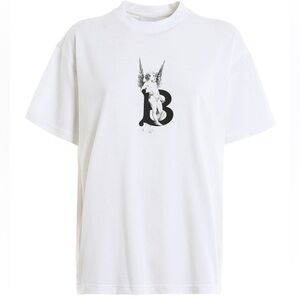 NWT Women’s Size Large Burberry Cherub Print T-shirt 100% Cotton In White/Black